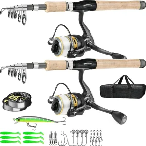 2PCS Carbon Fiber Fishing Pole Combo with